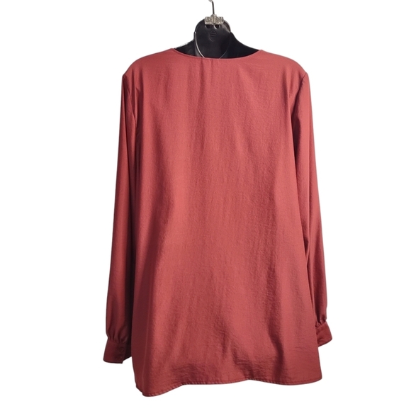 Valette Blouse Women's Marsala Red V-Neck Longsleeve Top Blouse Size Large - Picture 2 of 10